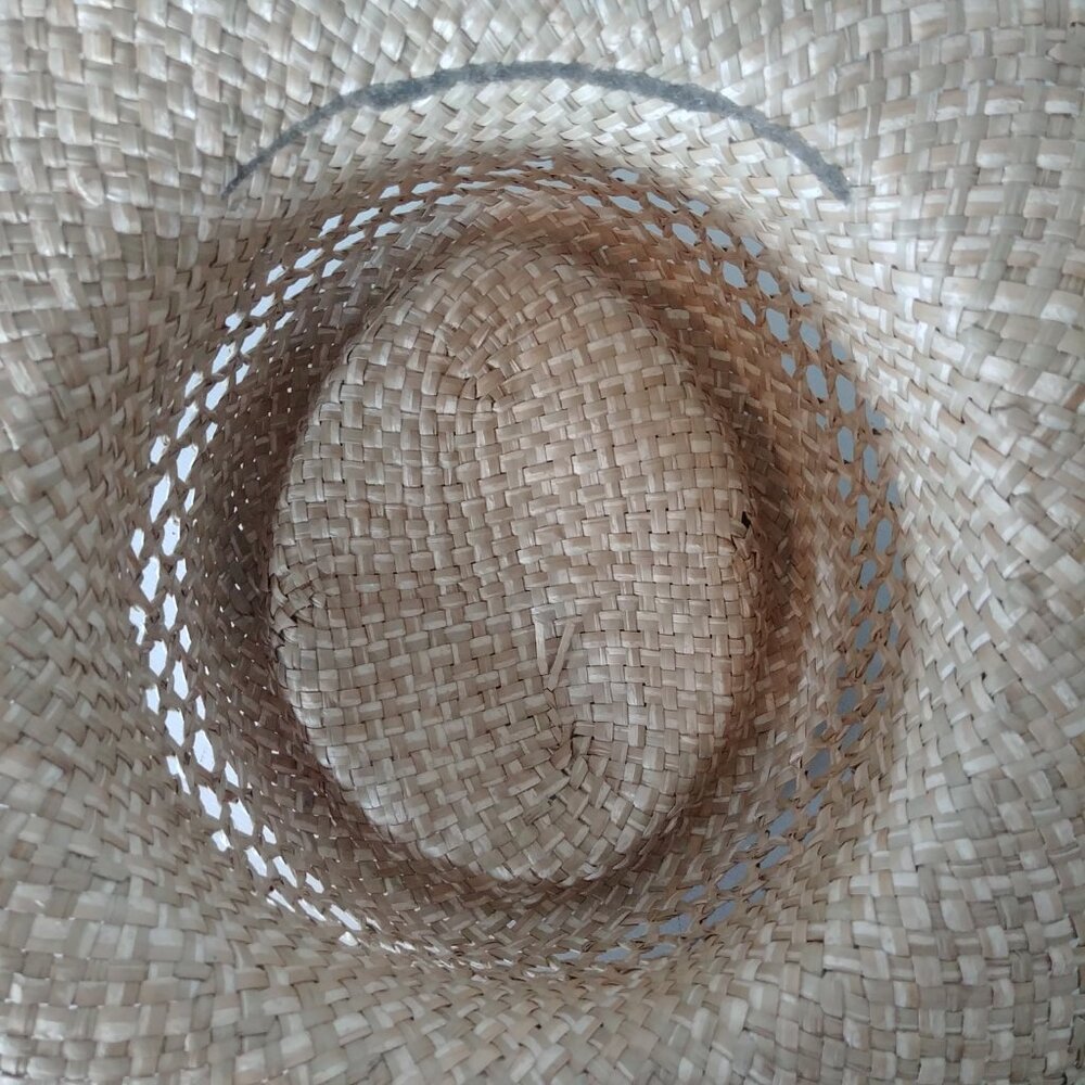 Straw sunhat with brim and faded pastel trim - Picture 7 of 9